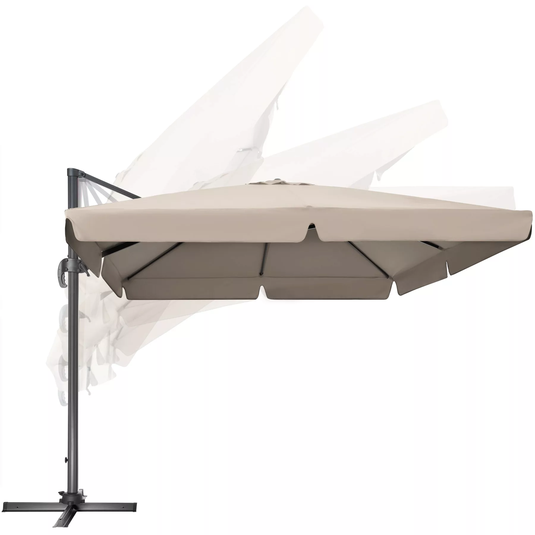 Sonnenschirm Ampelschirm 424cm mit Fußpedal - beige günstig online kaufen