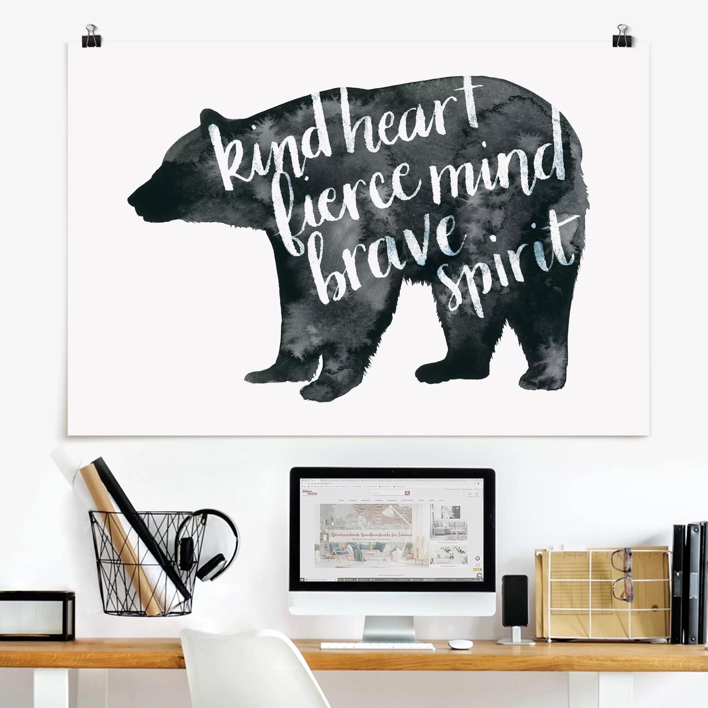 Poster Spruch - Querformat Tiere mit Weisheit - Bär günstig online kaufen