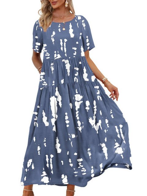 KIKI Maxikleid Sommerrock Lässiges lockeres Boho-Kleid, kurzärmeliges lange günstig online kaufen
