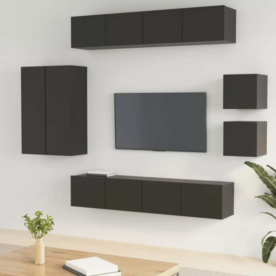 vidaXL TV-Schrank 8-tlg. TV-Schrank-Set Schwarz Holzwerkstoff (8-St) günstig online kaufen