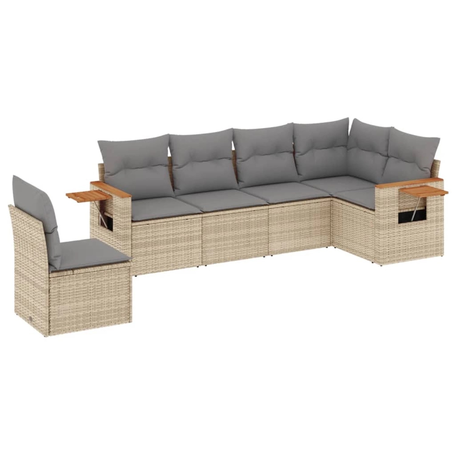 vidaXL 6-Tlg Garten-Sofagarnitur mit Kissen Beige Poly Rattan 3226857 günstig online kaufen