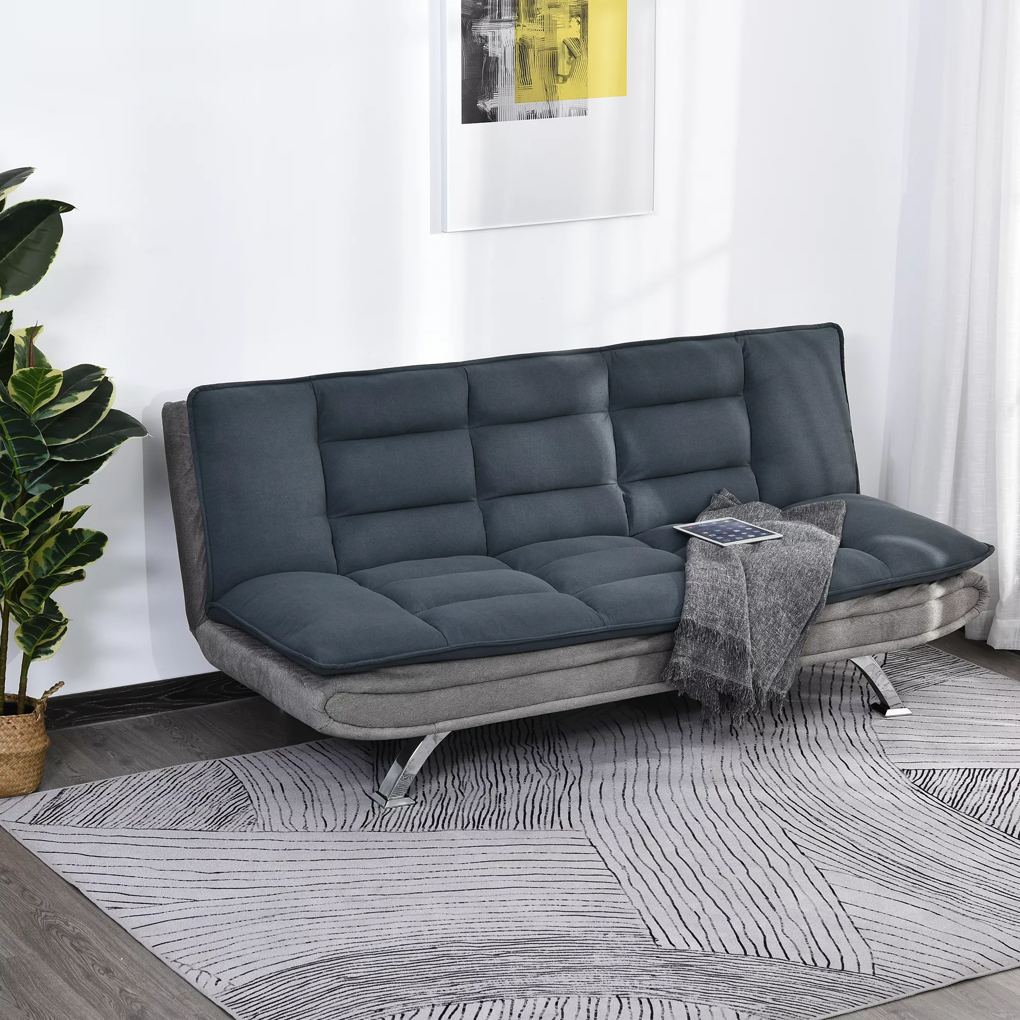 HOMCOM Schlafsofa, Klappsofa, 3-Sitzer Stoffsofa, Chaiselongue, Bettsofa, S günstig online kaufen