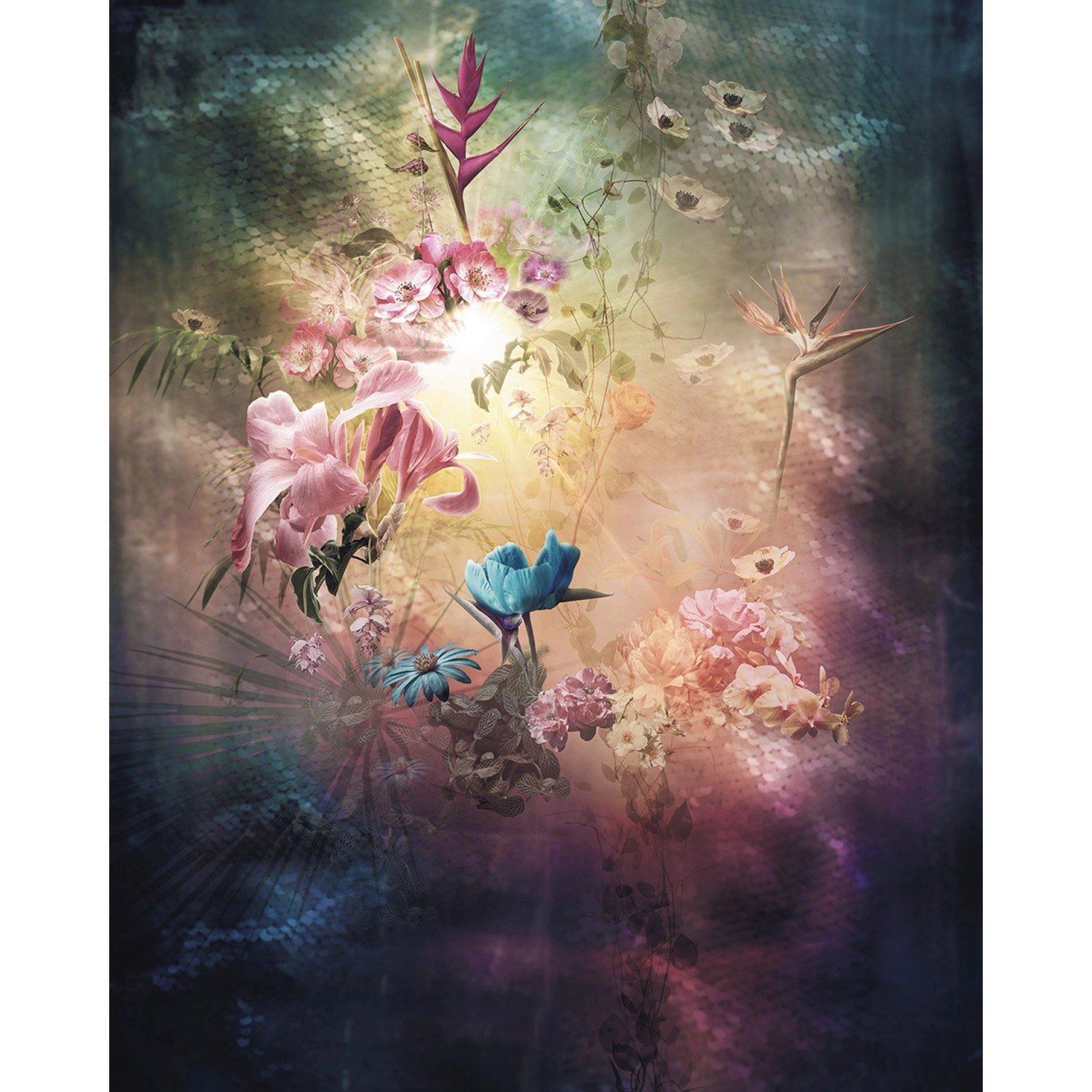 Sanders & Sanders Fototapete Blumen Multicolor 200 x 250 cm 611968 günstig online kaufen