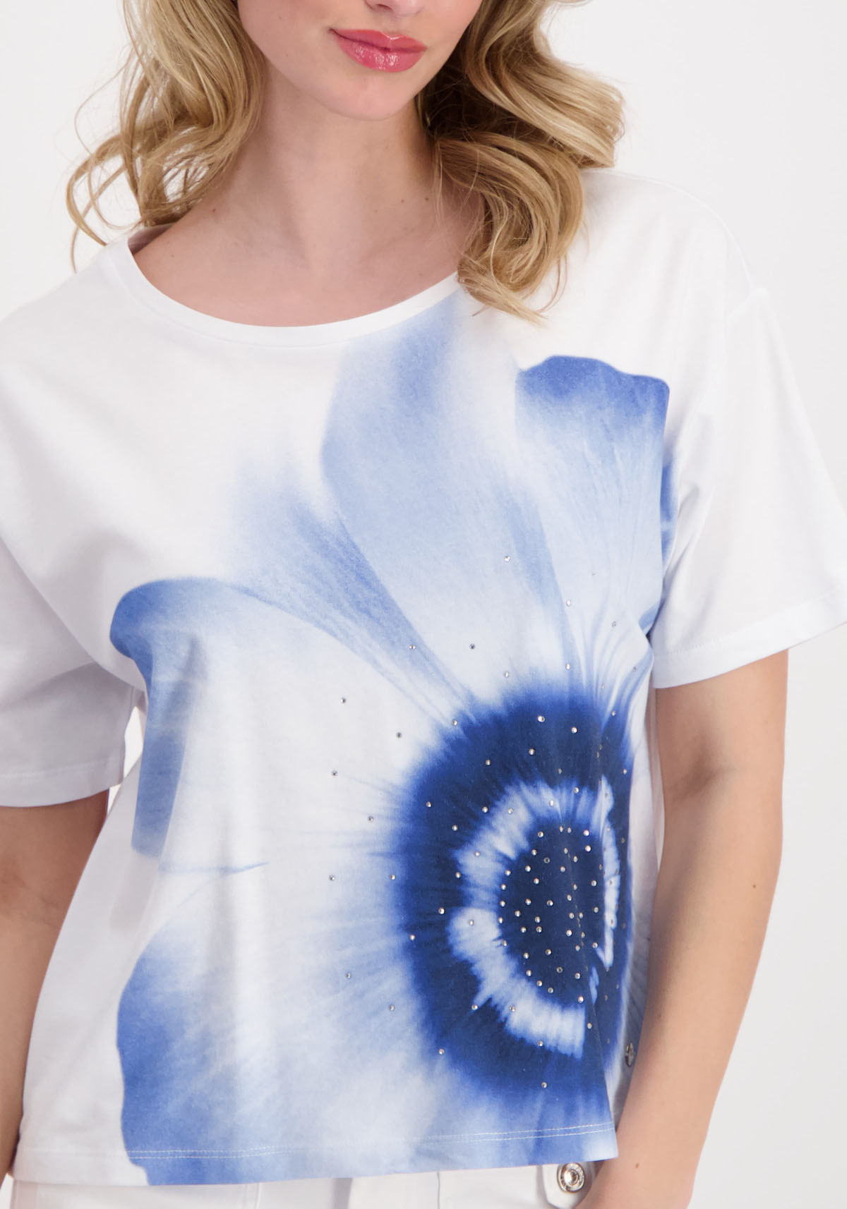 Monari Rundhalsshirt, mit Blumen Print günstig online kaufen