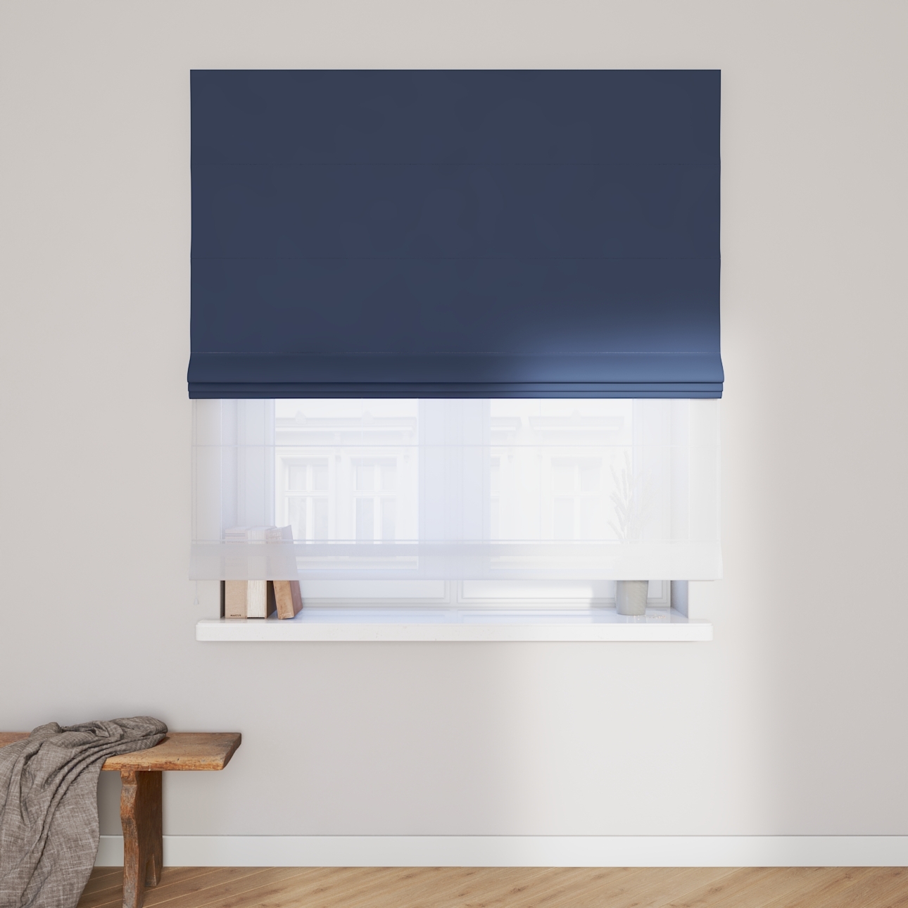 Dekoria Doppelraffrollo Duo, dunkelblau, 50 x 60 cm günstig online kaufen