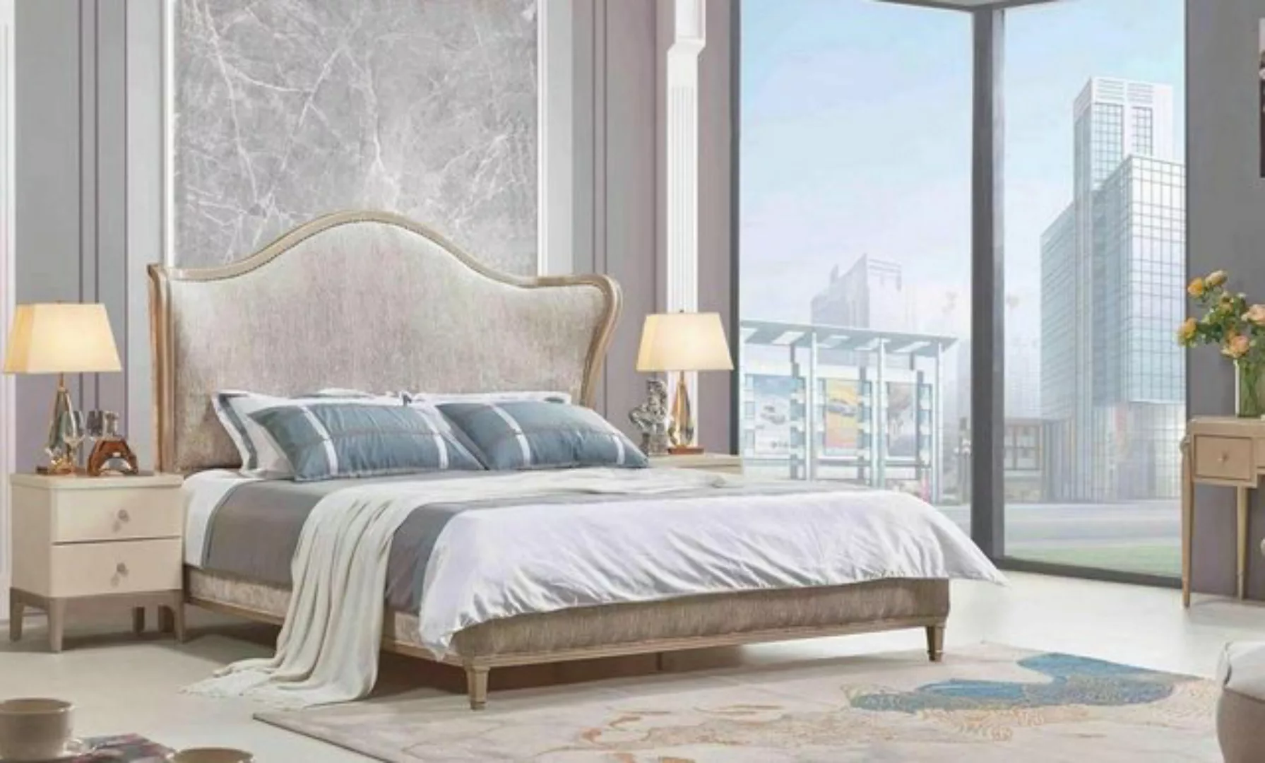 JVmoebel Bett, Design Luxus Doppel Silber Betten Möbel Schlafzimmer Bett Po günstig online kaufen