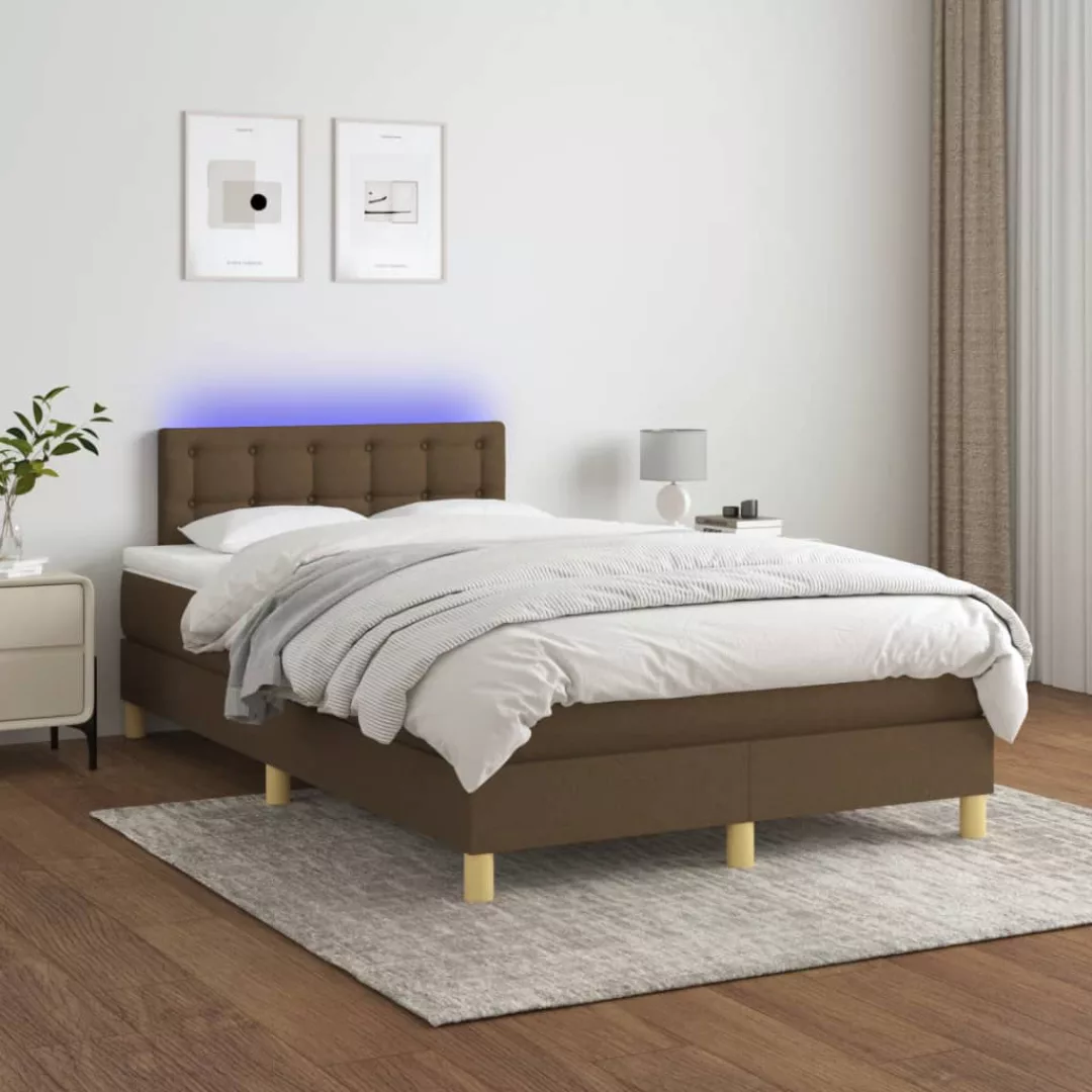 vidaXL Boxspringbett Boxspringbett mit Matratze LED Dunkelbraun 120x200 cm günstig online kaufen