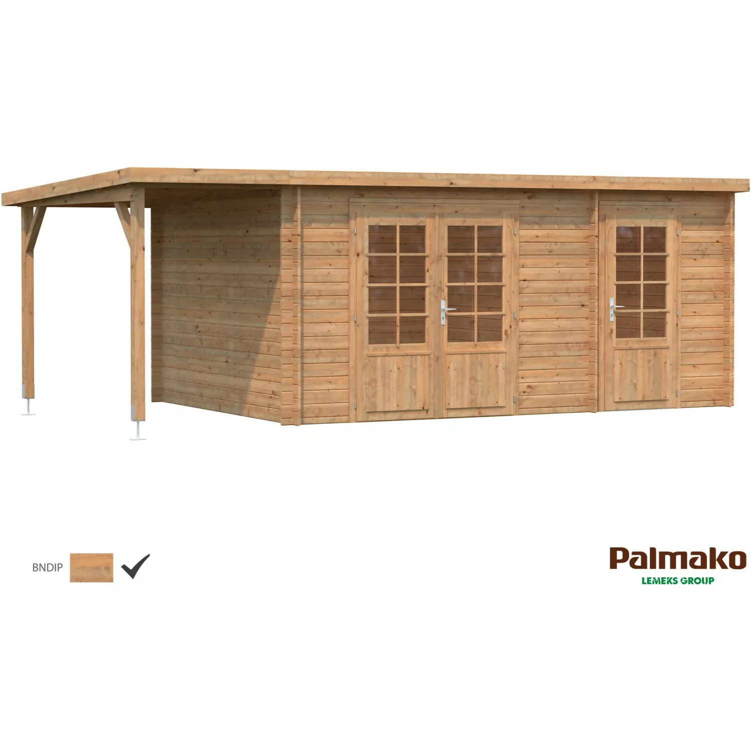 Palmako Ella Holz-Gartenhaus Braun Pultdach Tauchgrundiert 610 cm x 300 cm günstig online kaufen
