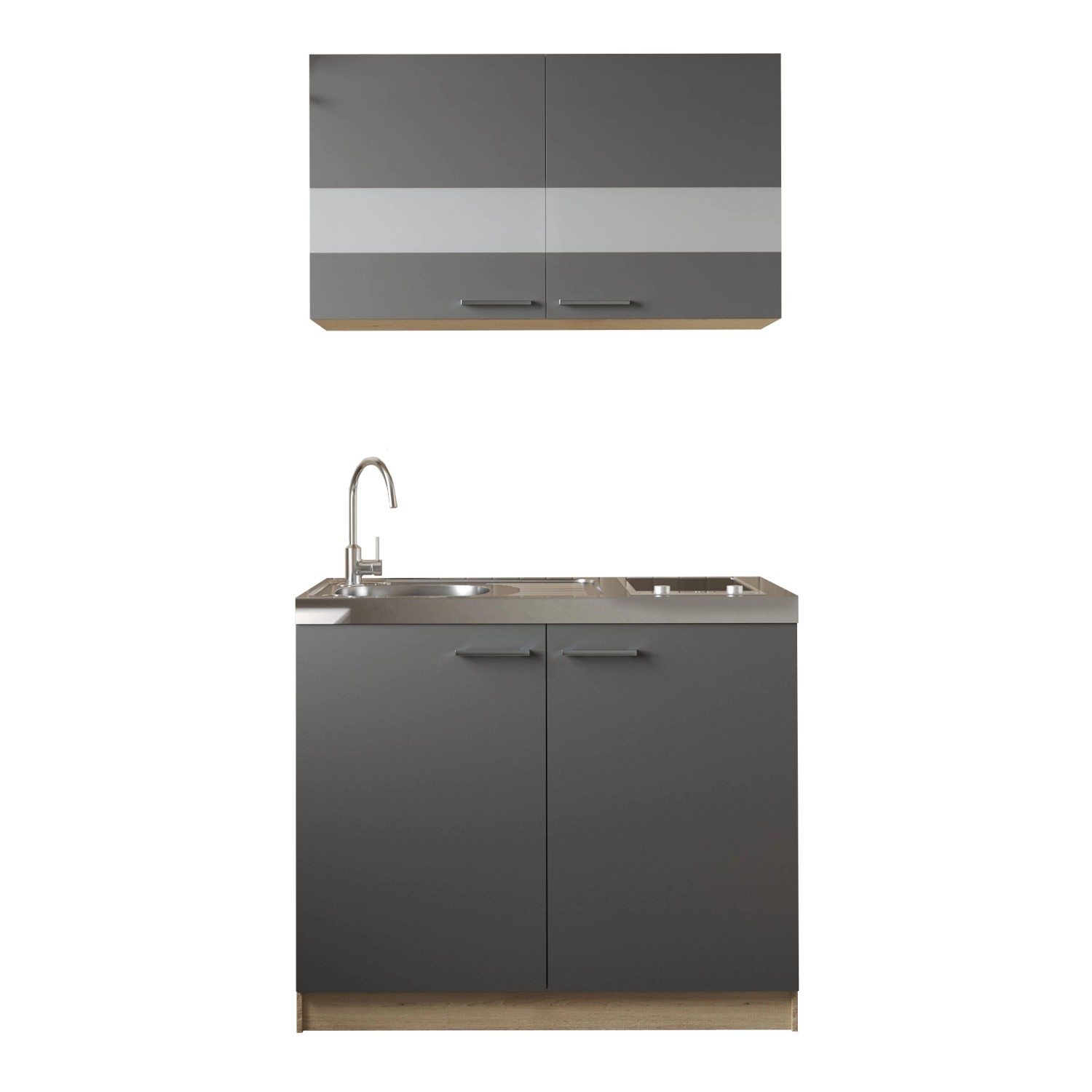 Respekta Küchenmöbel-Set 3 Merle 100 cm Grau günstig online kaufen