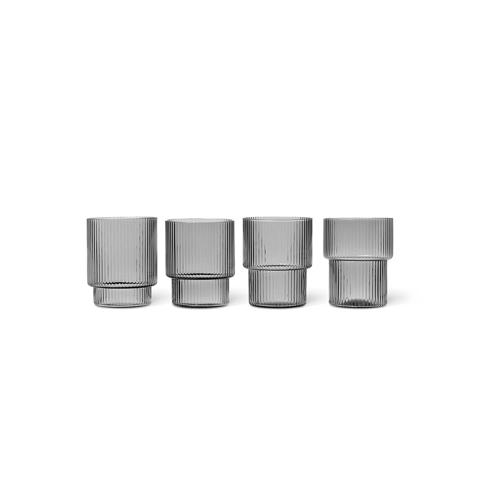 ferm LIVING Glas Ripple, grau, 200 ml, mundgeblasen, 4er-Set günstig online kaufen