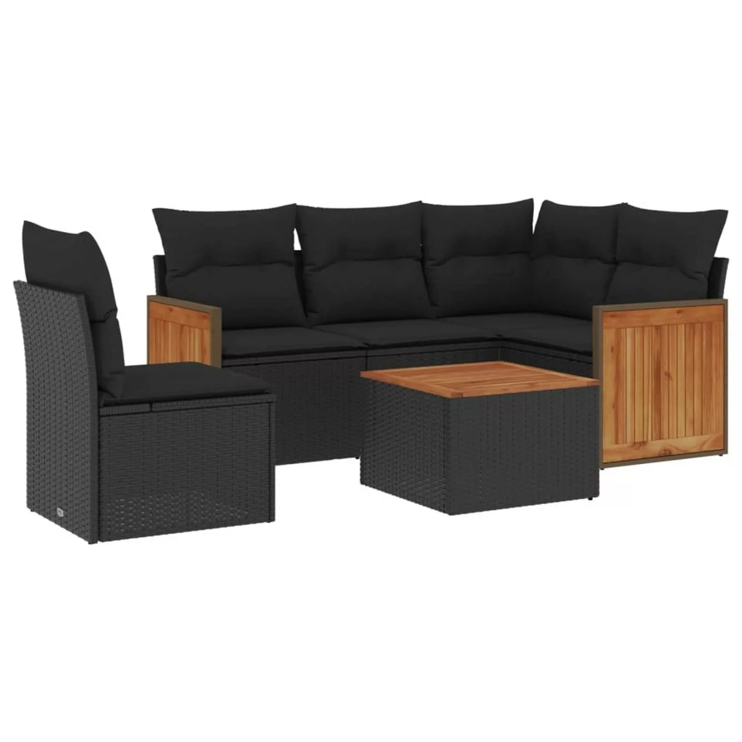 vidaXL 6-tlg Garten-Sofagarnitur mit Kissen Schwarz Poly Rattan Modell 126 günstig online kaufen