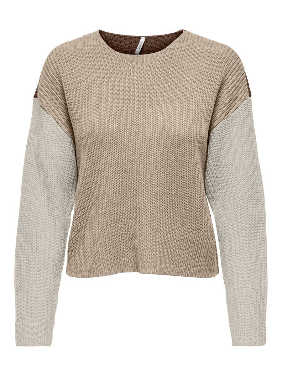 ONLY Colorblock Strickpullover Damen Beige günstig online kaufen