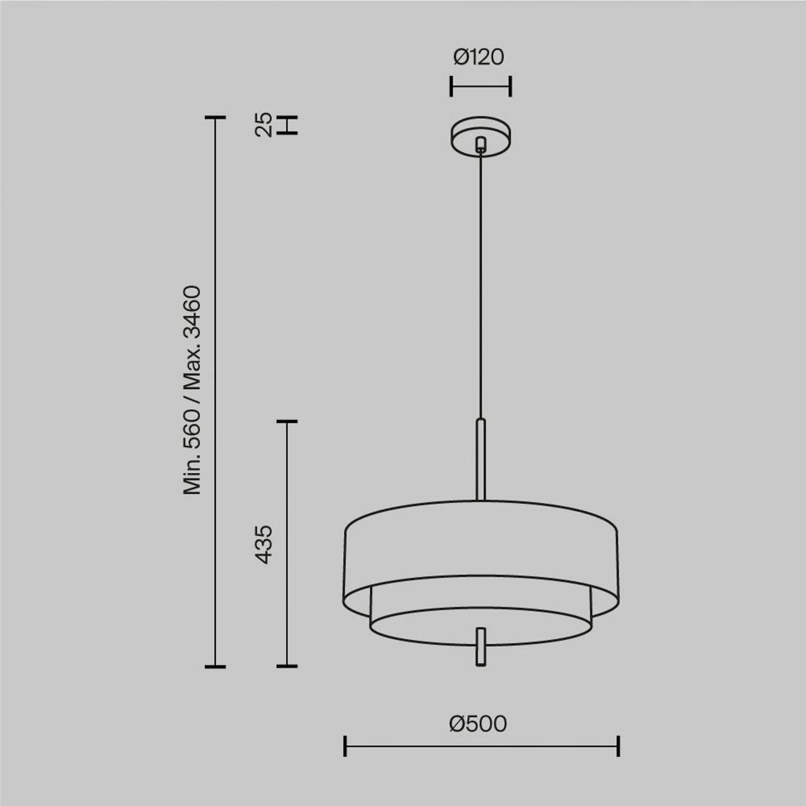 Maytoni Hängeleuchte Bergamo, weiß/schwarz, Ø 50 cm, Leinen günstig online kaufen