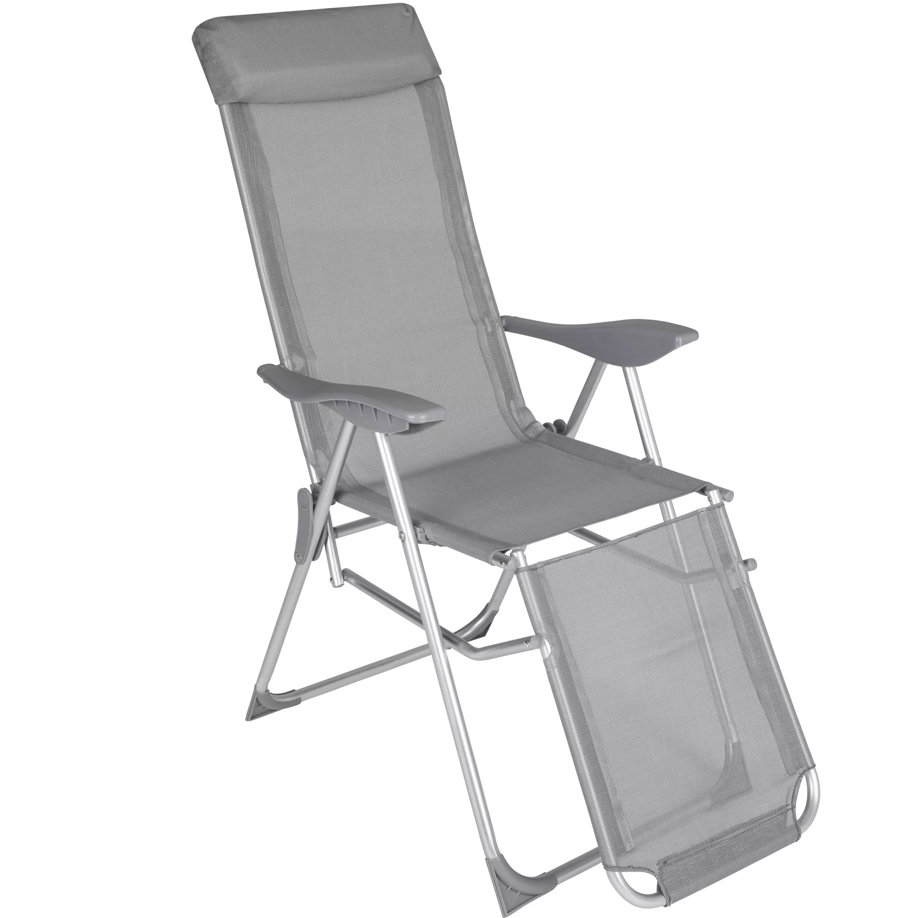 2 Aluminium Gartenstühle klappbar mit Kopfteil und Fußteil - grau günstig online kaufen