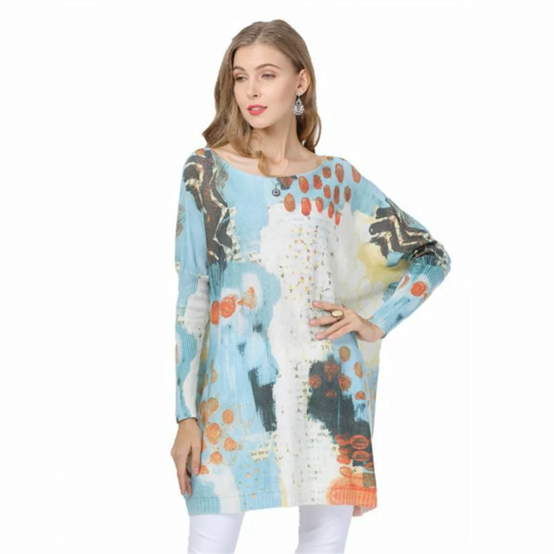 RUZU UG Strickpullover Damen-Pullover mit Rundhalsausschnitt, lockerer bedr günstig online kaufen