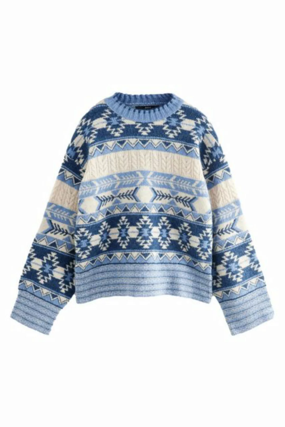 Next Rundhalspullover Relaxed Fit Weicher Strickpullover Aztekenmuster (1-t günstig online kaufen