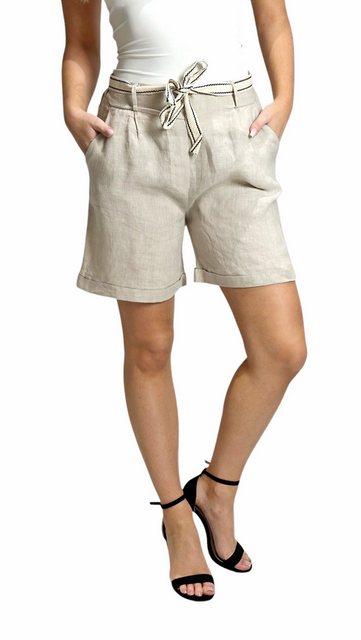 Mississhop Leinenhose Bermuda 100% Leinen Shorts mit Stoffgürtel M.357 günstig online kaufen