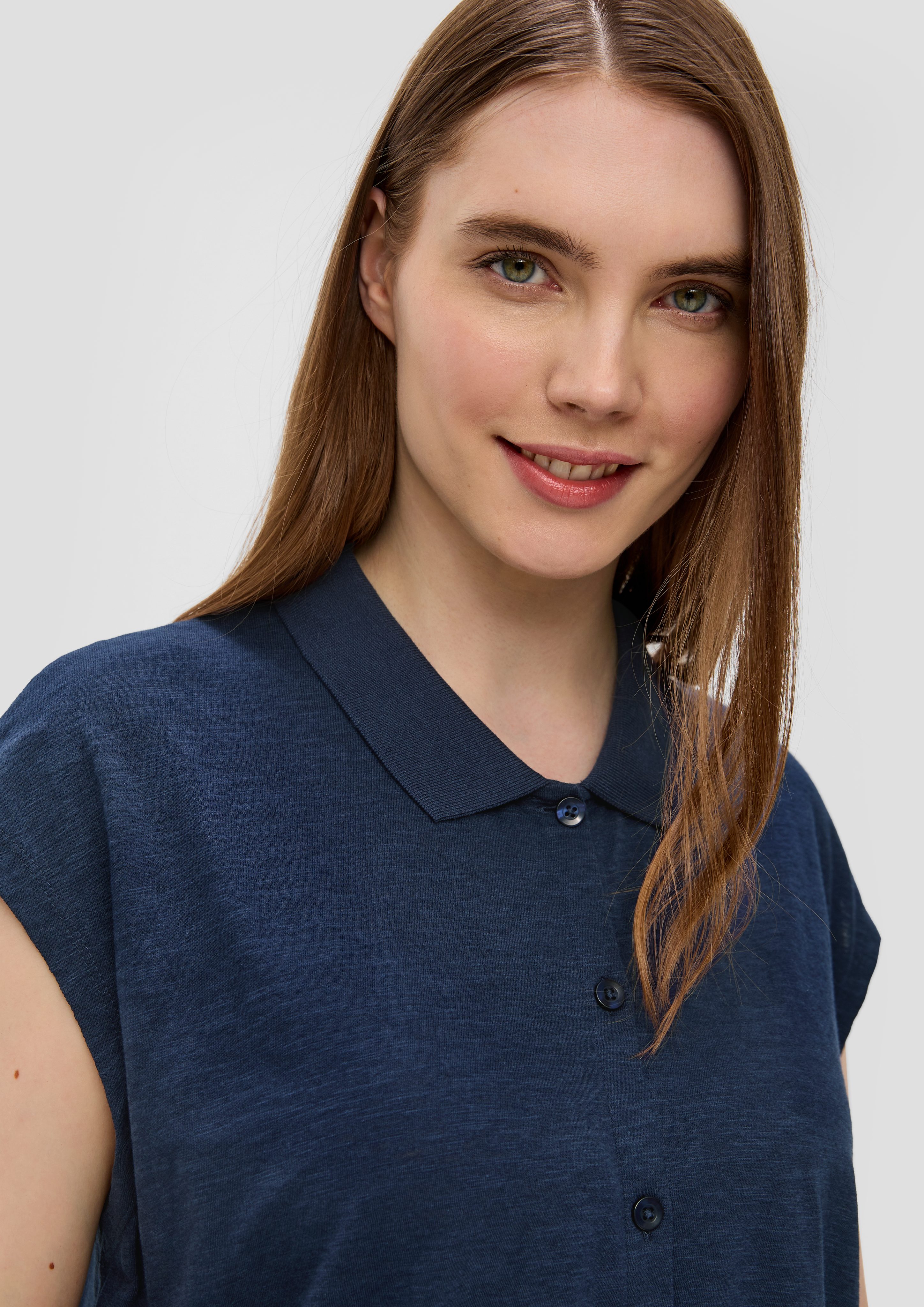 s.Oliver Kurzarmshirt T-Shirt mit Knopfleiste und günstig online kaufen