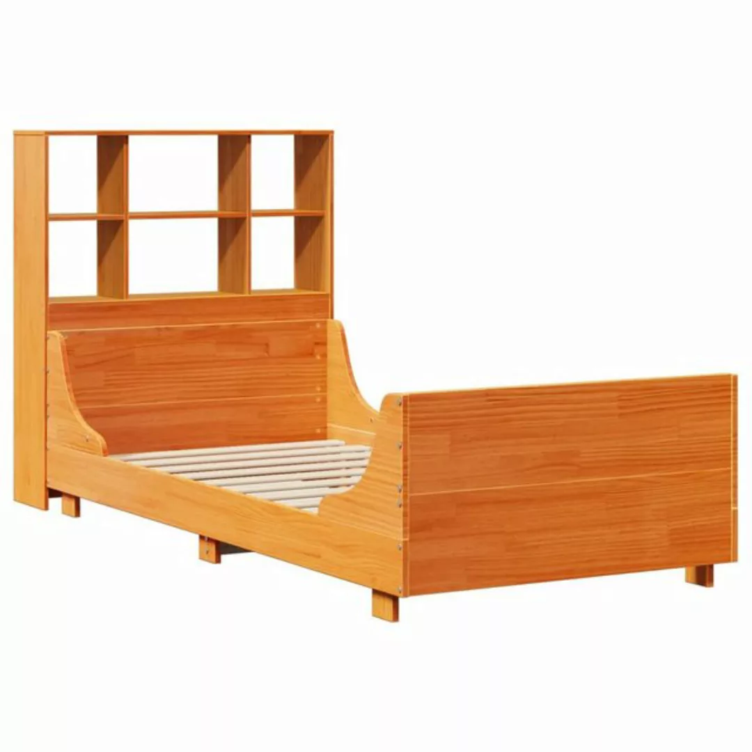 vidaXL Bett, Massivholzbett mit Regal ohne Matratze Wachsbraun 75x190 cm günstig online kaufen