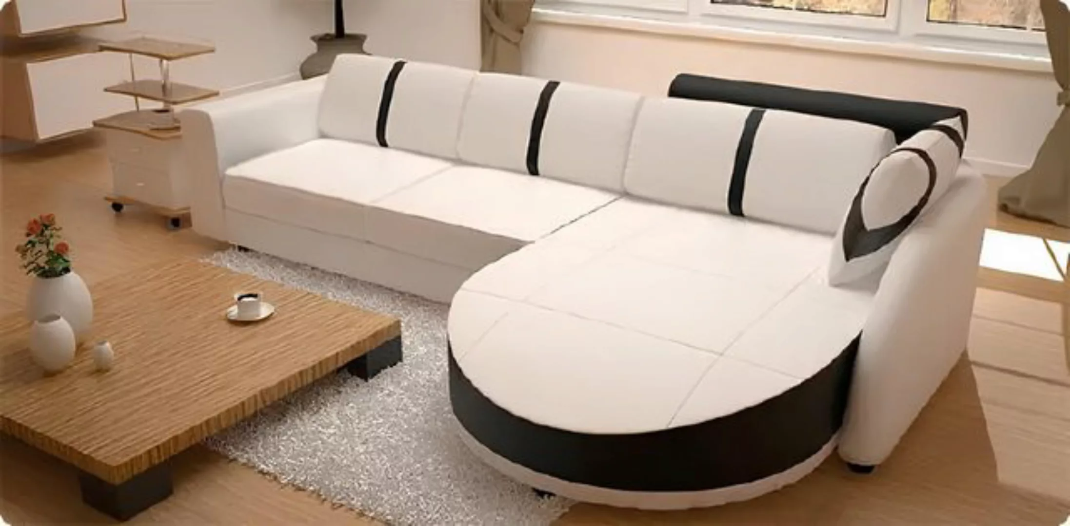 JVmoebel Ecksofa LEDERSOFA ECKSOFA MIT BETTFUNKTION DESIGNERSOFA SCHLAFSOFA günstig online kaufen