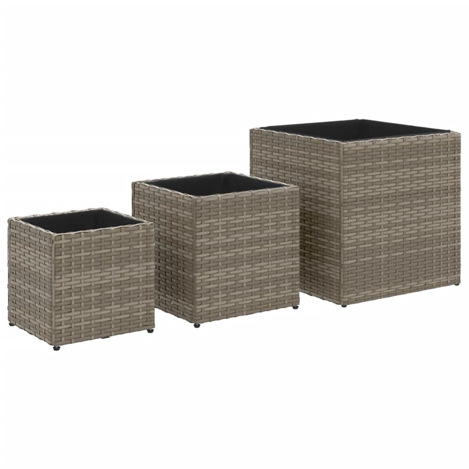 vidaXL Pflanzkübel 3 Stk Grau Poly Rattan 2107773 günstig online kaufen