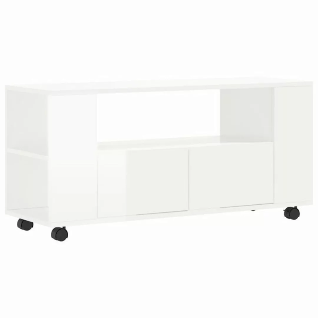 furnicato TV-Schrank Hochglanz-Weiß 102x34,5x43 cm Holzwerkstoff günstig online kaufen