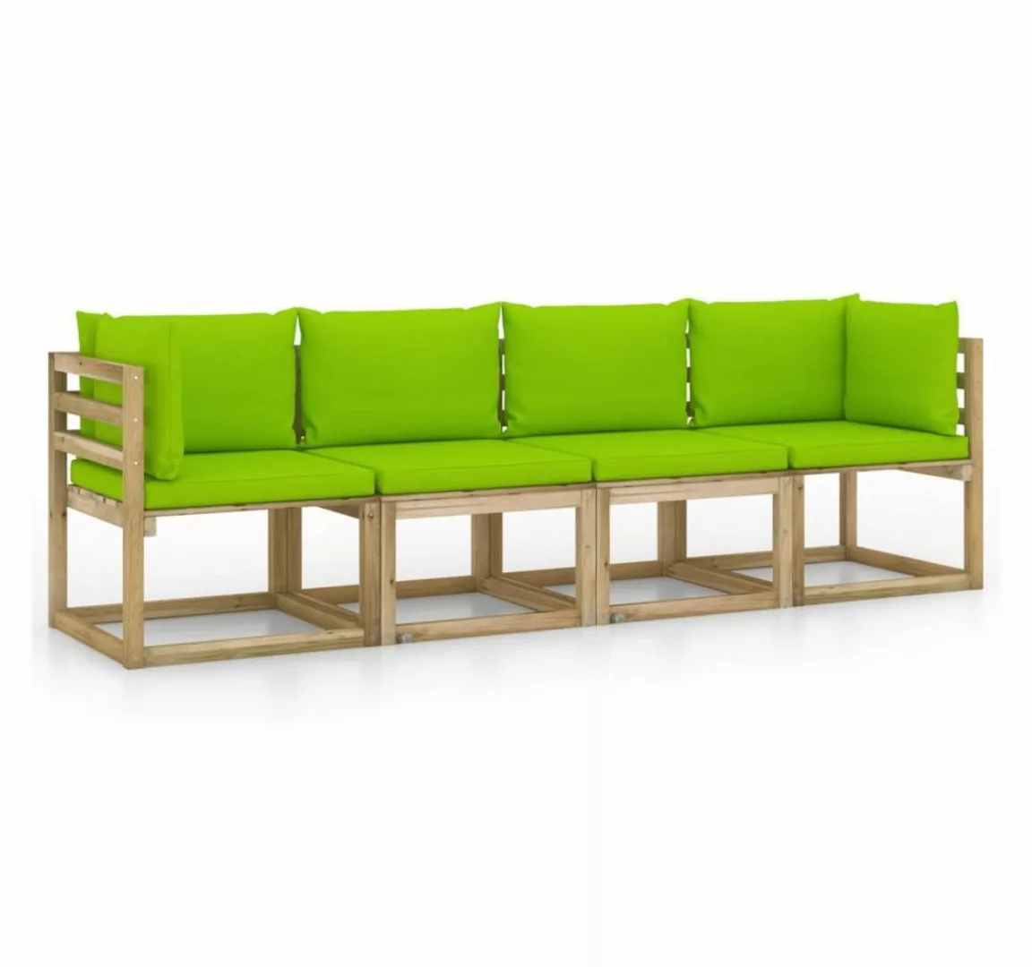 furnicato Loungesofa Gartensofa 4-Sitzer mit Kissen in Hellgrün, 1 Teile günstig online kaufen