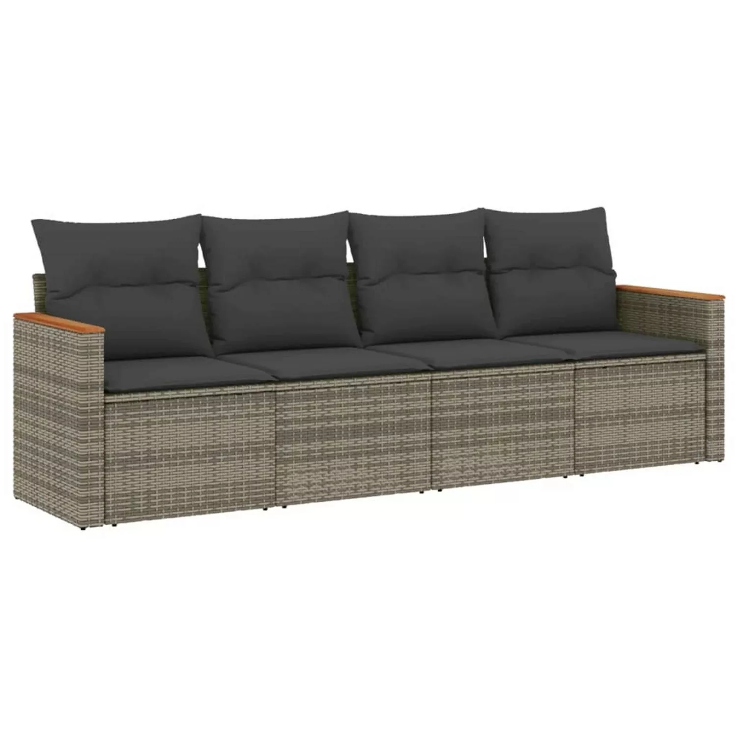 vidaXL 4-tlg Garten-Sofagarnitur mit Kissen Grau Poly Rattan Modell 24 günstig online kaufen