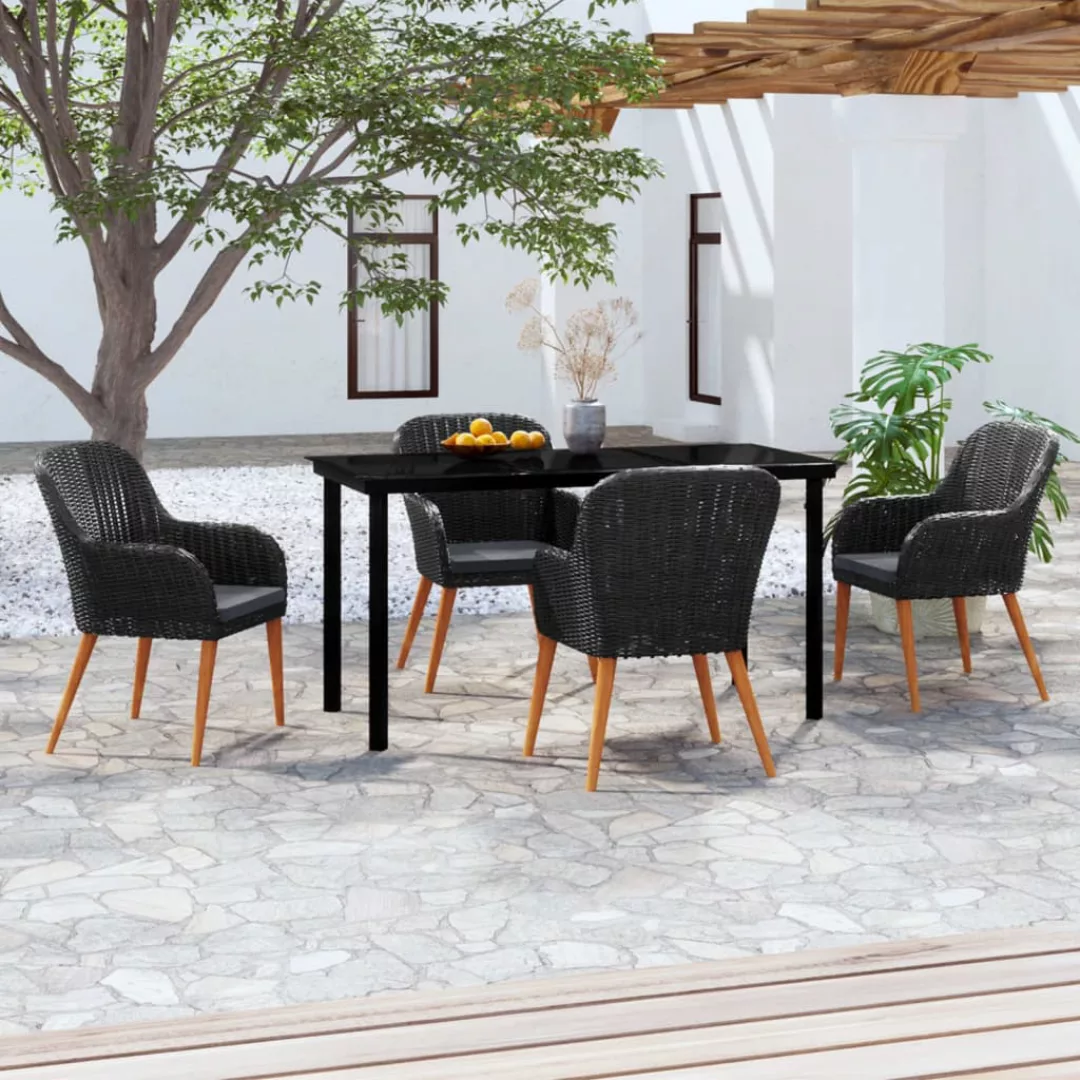 Vidaxl 5-tlg. Garten-essgruppe Mit Auflagen Schwarz günstig online kaufen