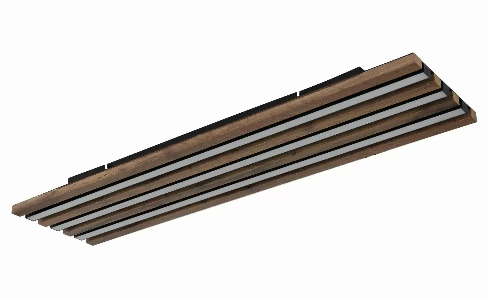 LED-Deckenlampe Hayden, Länge 80 cm, schwarz/holz dunkel günstig online kaufen