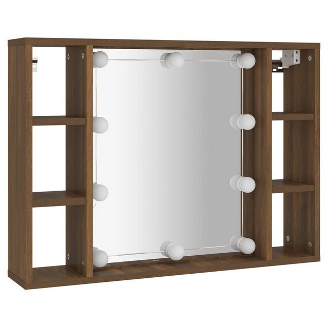 vidaXL Badezimmerspiegelschrank Spiegelschrank mit LED Braun Eichen-Optik 7 günstig online kaufen