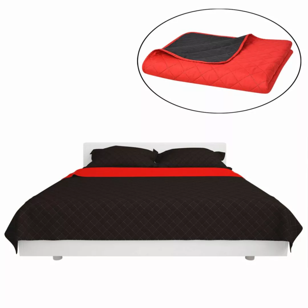 Zweiseitige Steppdecke Tagesdecke Rot/schwarz 230x260cm günstig online kaufen