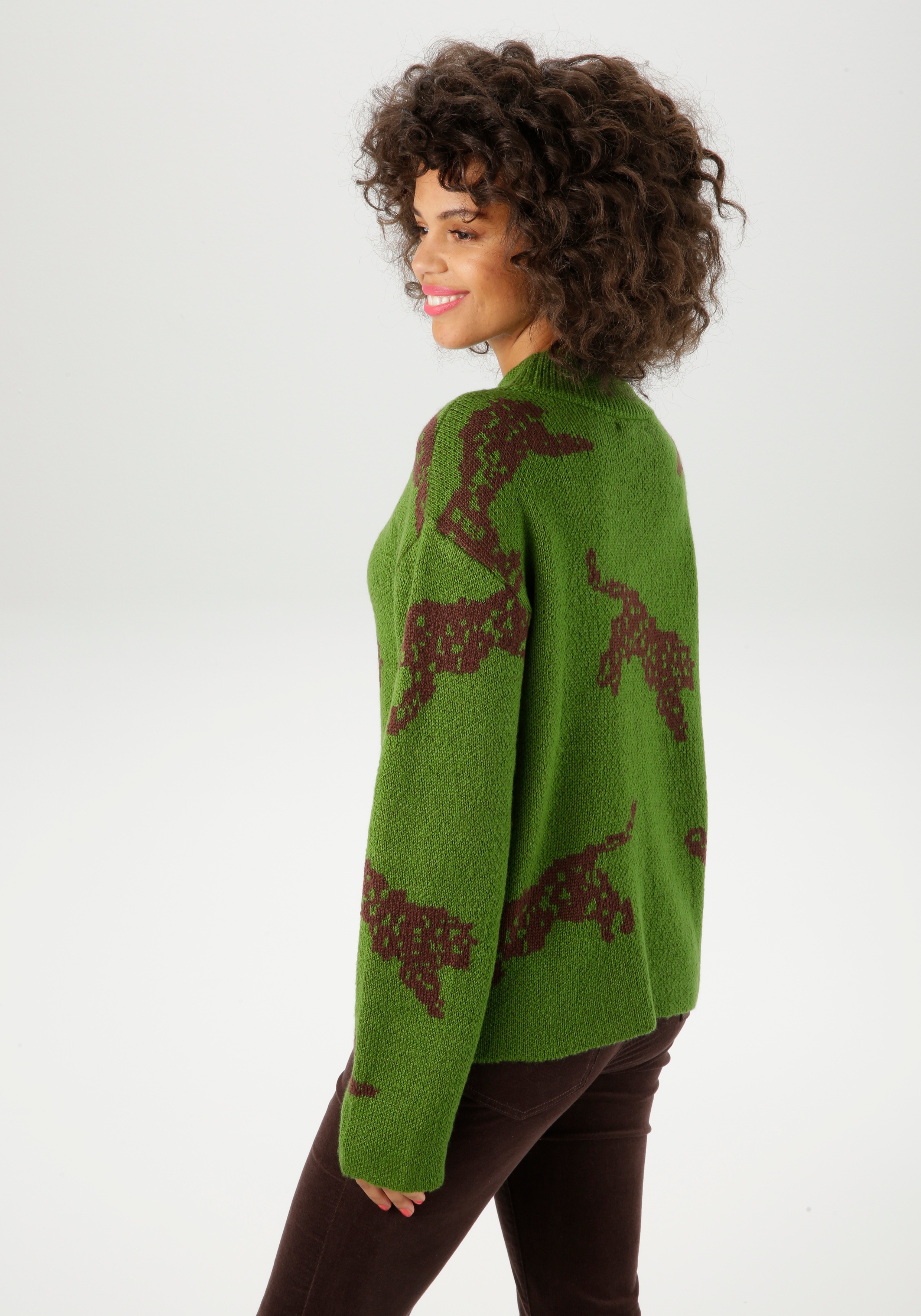 Aniston CASUAL Strickpullover, mit eingestrickten Leoparden - NEUE KOLLEKTI günstig online kaufen