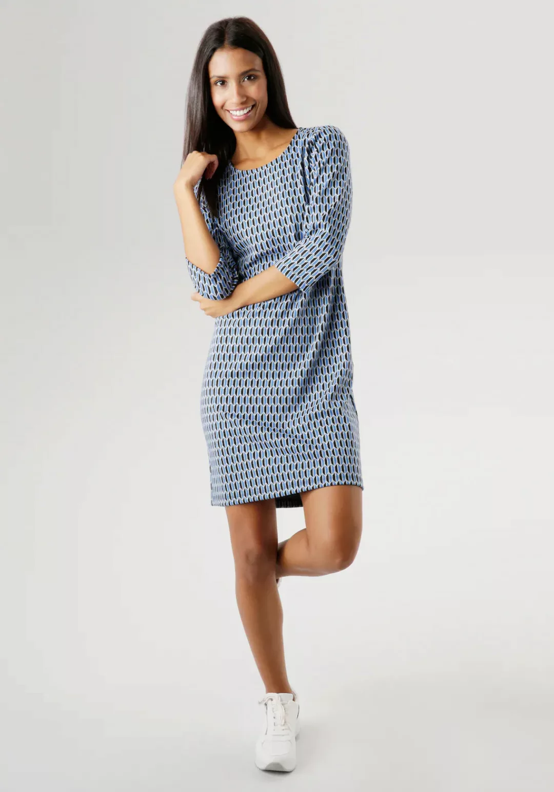 Aniston SELECTED Jerseykleid, mit geometrischem Muster und leichter Taillie günstig online kaufen