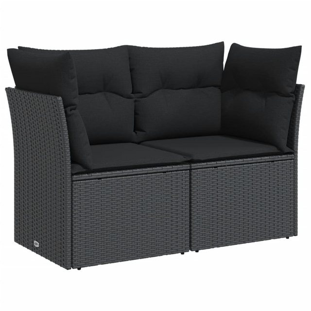 vidaXL Loungesofa Gartensofa mit Kissen 2-Sitzer Schwarz Poly Rattan, 1 Tei günstig online kaufen