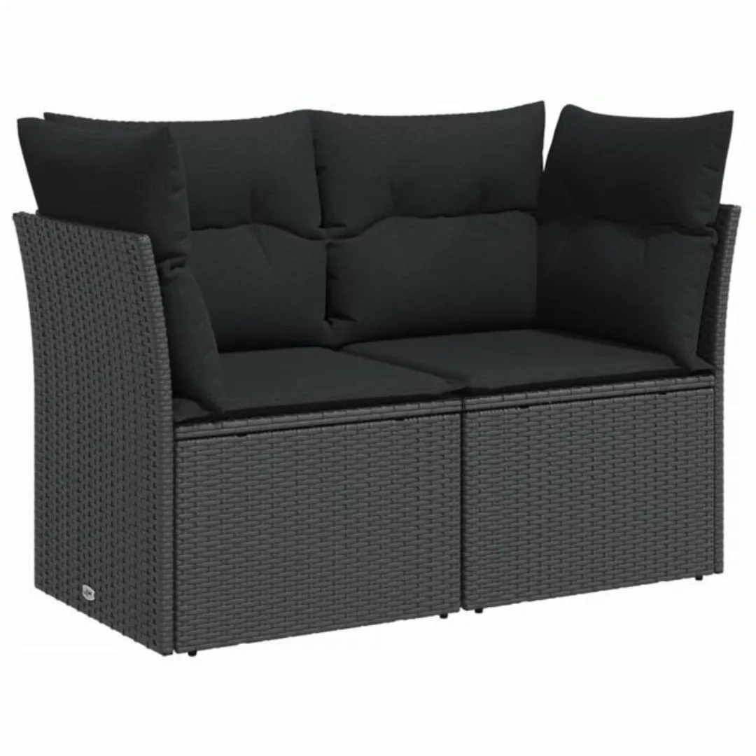 vidaXL Loungesofa Gartensofa mit Kissen 2-Sitzer Schwarz Poly Rattan, 1 Tei günstig online kaufen