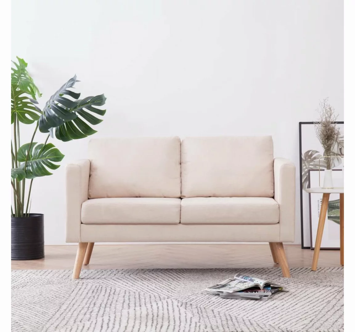 vidaXL Sofa 2-Sitzer-Sofa Stoff Cremeweiß Couch günstig online kaufen