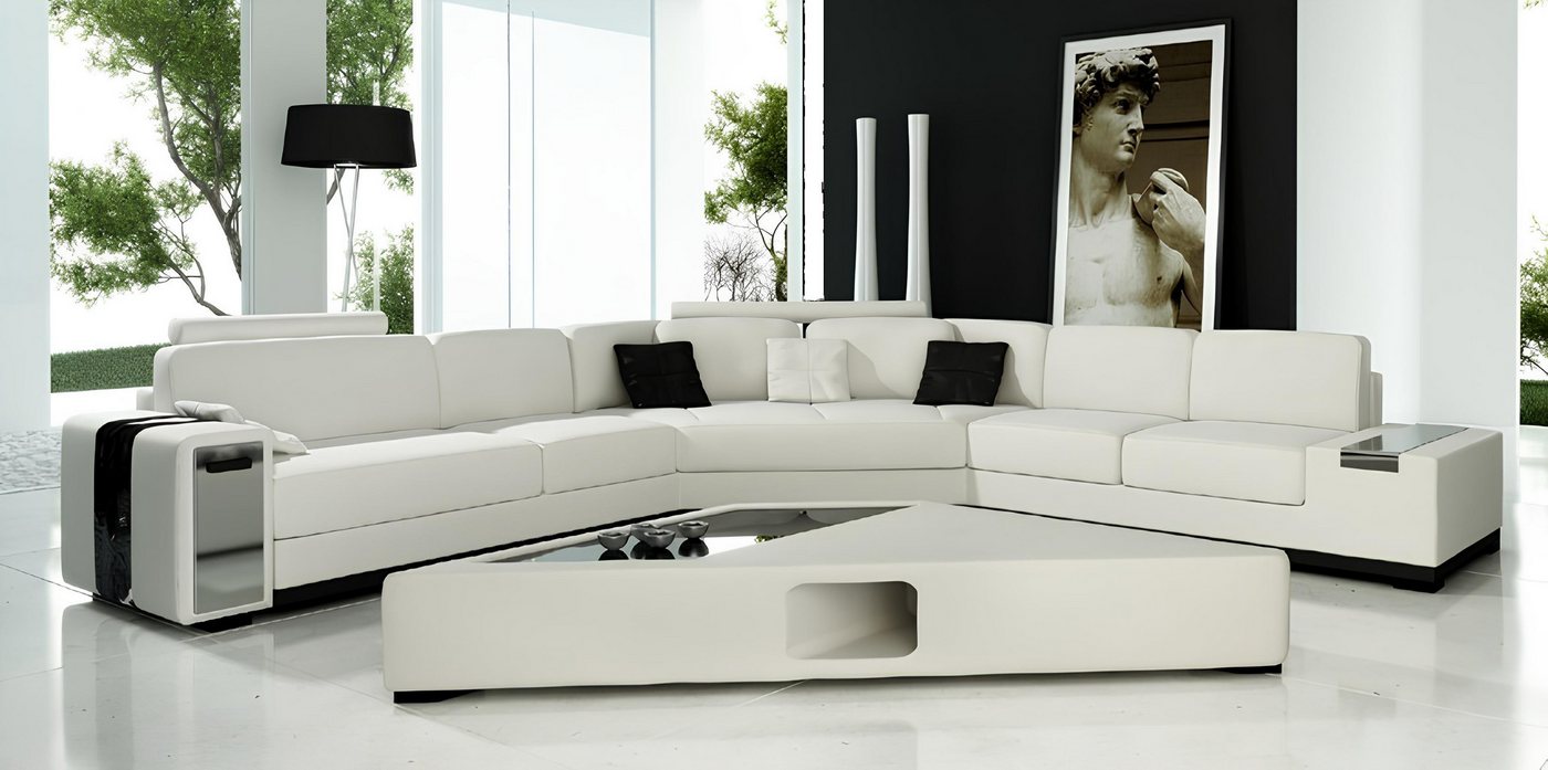 JVmoebel Ecksofa Ledersofa Ecksofa Sofa mit USB,Polster Designer Eckgarnitu günstig online kaufen