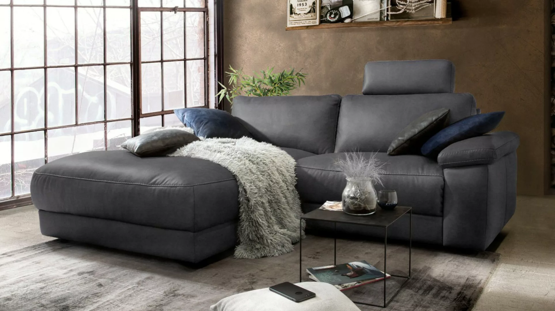 KAWOLA Sofa LOLA Ecksofa schwarz mit motorischer Relaxfunktion versch. Bezü günstig online kaufen