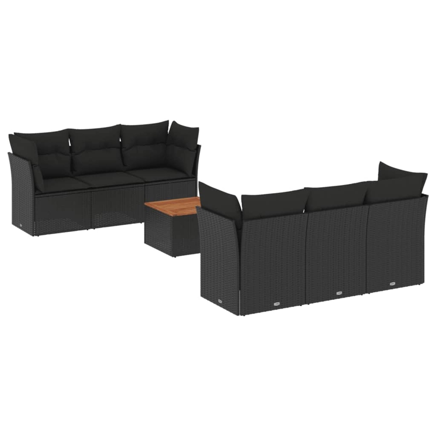 vidaXL 7-tlg Garten-Sofagarnitur mit Kissen Schwarz Poly Rattan Modell 92 günstig online kaufen