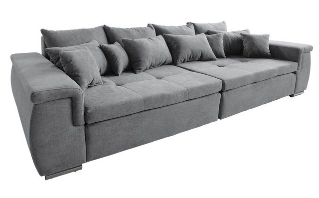 DELIFE Big-Sofa Navin, Grau 275x116 cm Sofa mit Kissen günstig online kaufen