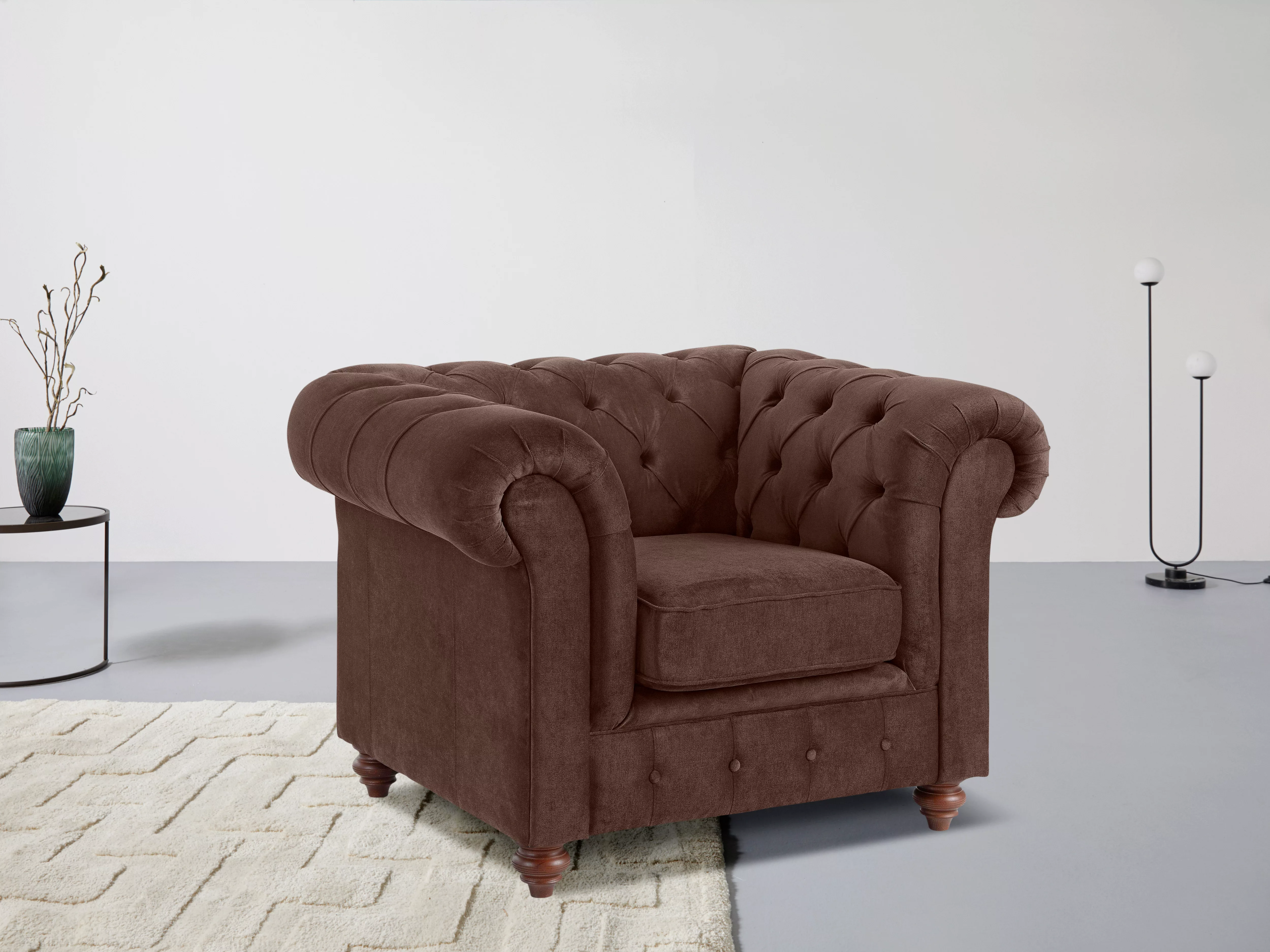 Home affaire Sessel »Chesterfield B/T/H: 105/69/74 cm«, mit hochwertiger Kn günstig online kaufen