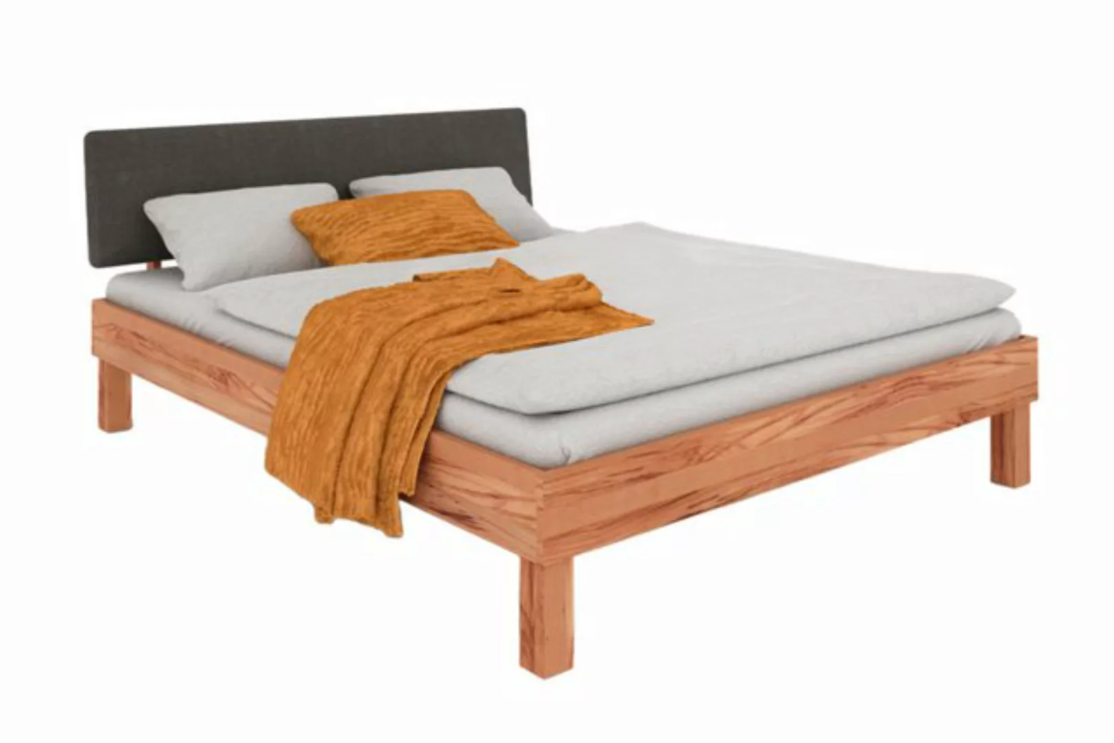 byoak Bett VIGO 120 x 220 aus Massivholz, mit Polsterkopfteil, Naturgeölt günstig online kaufen