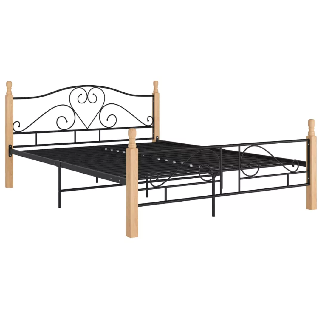 vidaXL Bettgestell Bettgestell Metallbett Schlafzimmer Schwarz Metall 160x2 günstig online kaufen