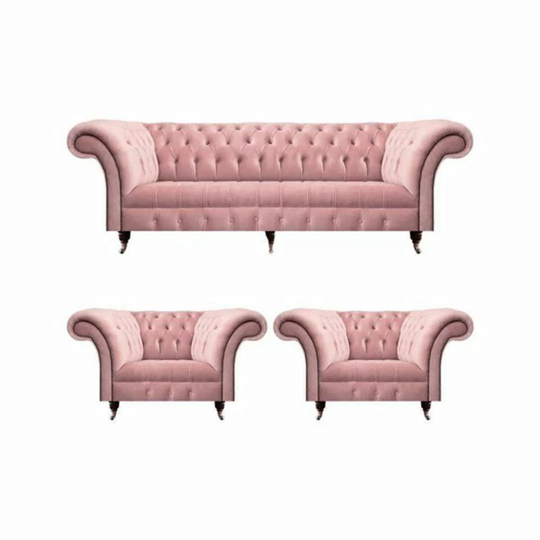 JVmoebel Chesterfield-Sofa Luxus Rosa Design Modern Chesterfield Sofagarnit günstig online kaufen