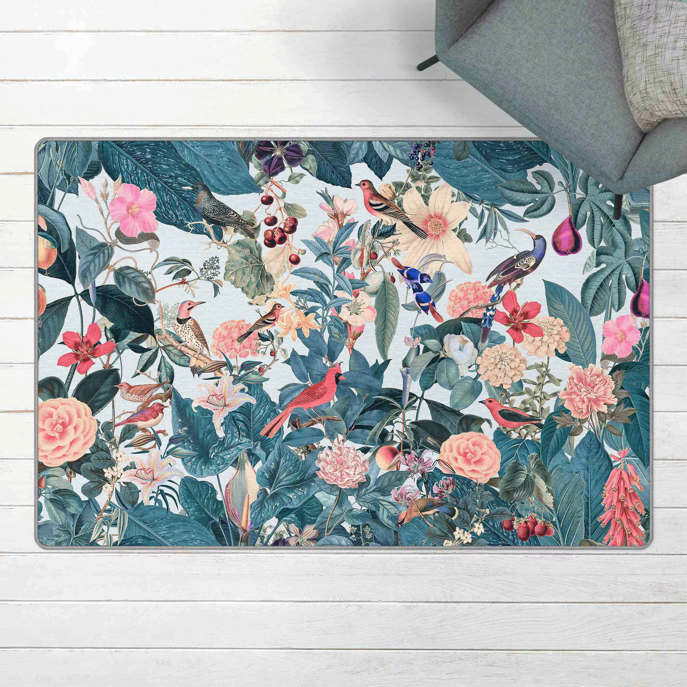 Teppich Vintage Collage - Vogelgarten günstig online kaufen