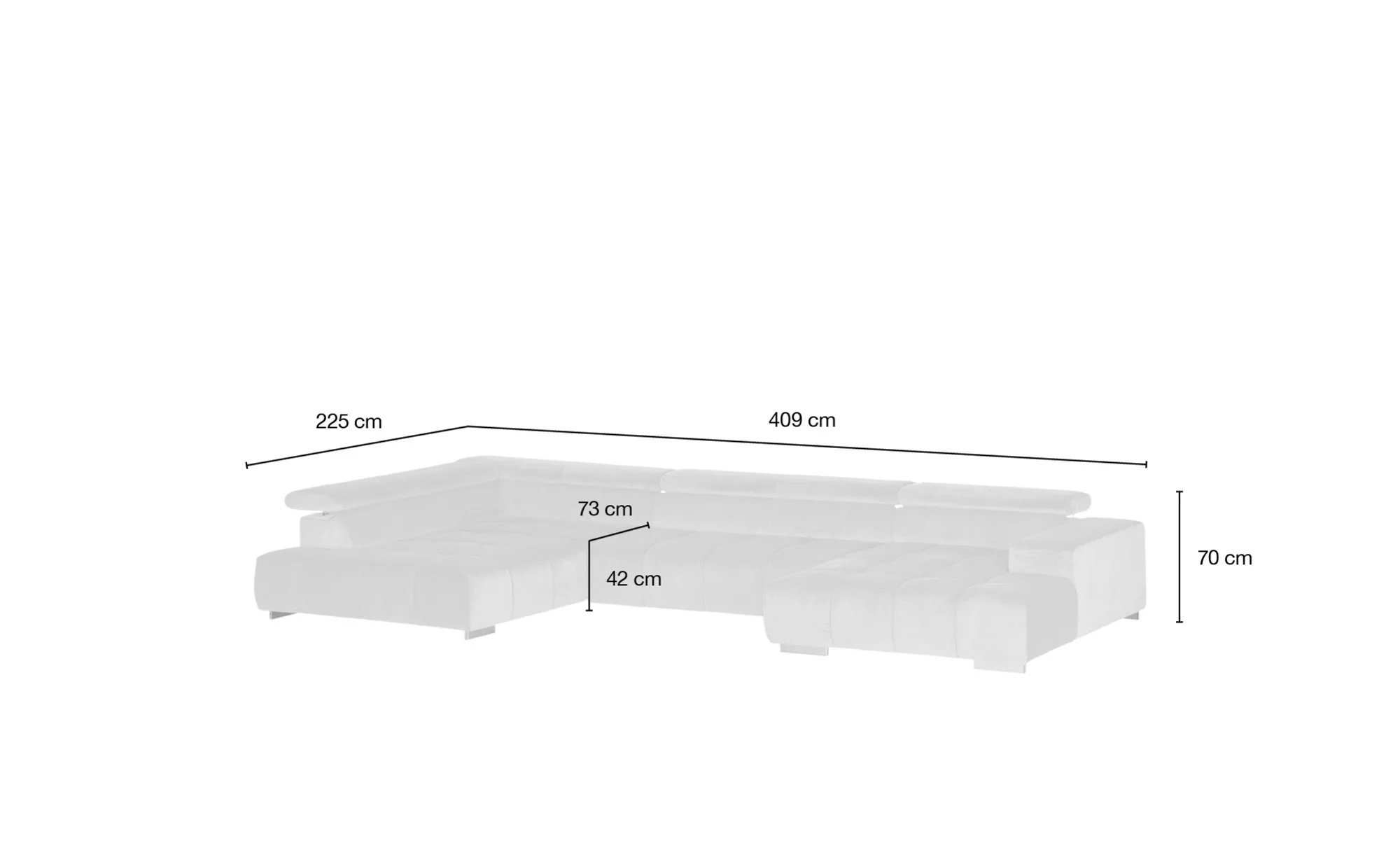 uno Wohnlandschaft aus Samt Origo ¦ grün ¦ Maße (cm): B: 409 H: 70 T: 225 P günstig online kaufen