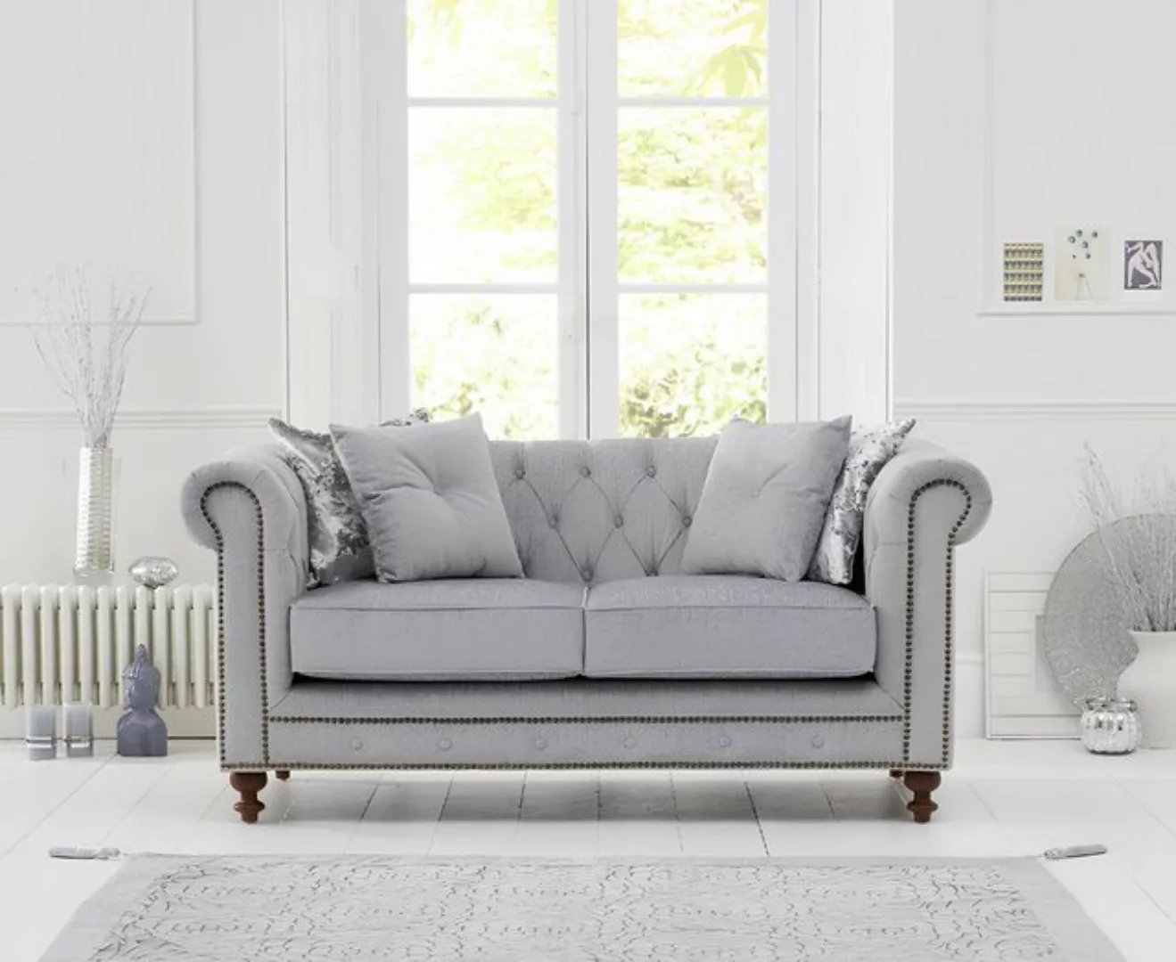 Xlmoebel 2-Sitzer Zweier Couch Chesterfield Sofa mit Polsterung aus Stoff, günstig online kaufen