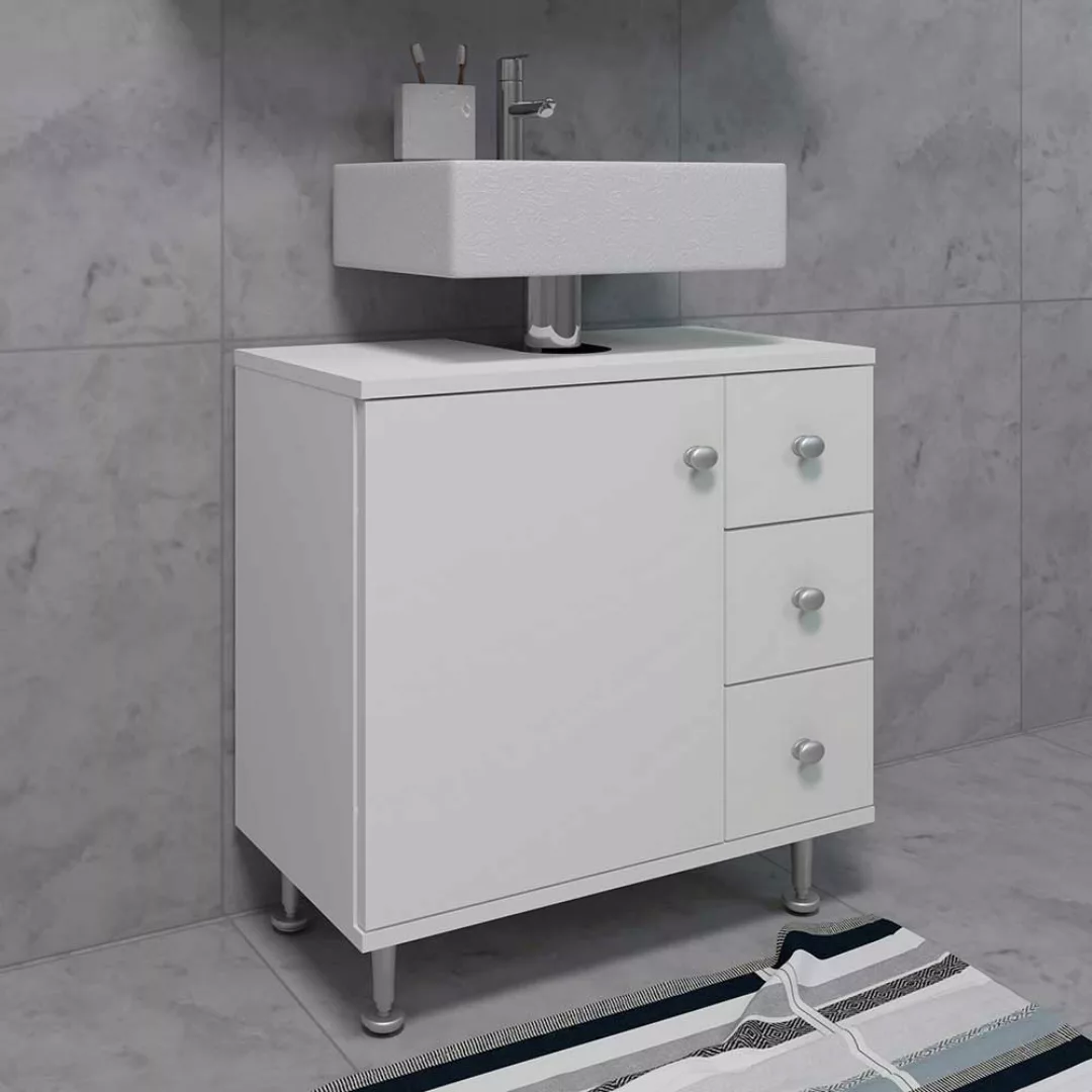 Waschschrank weiss mit drei Schubladen und Tür 60 cm breit günstig online kaufen