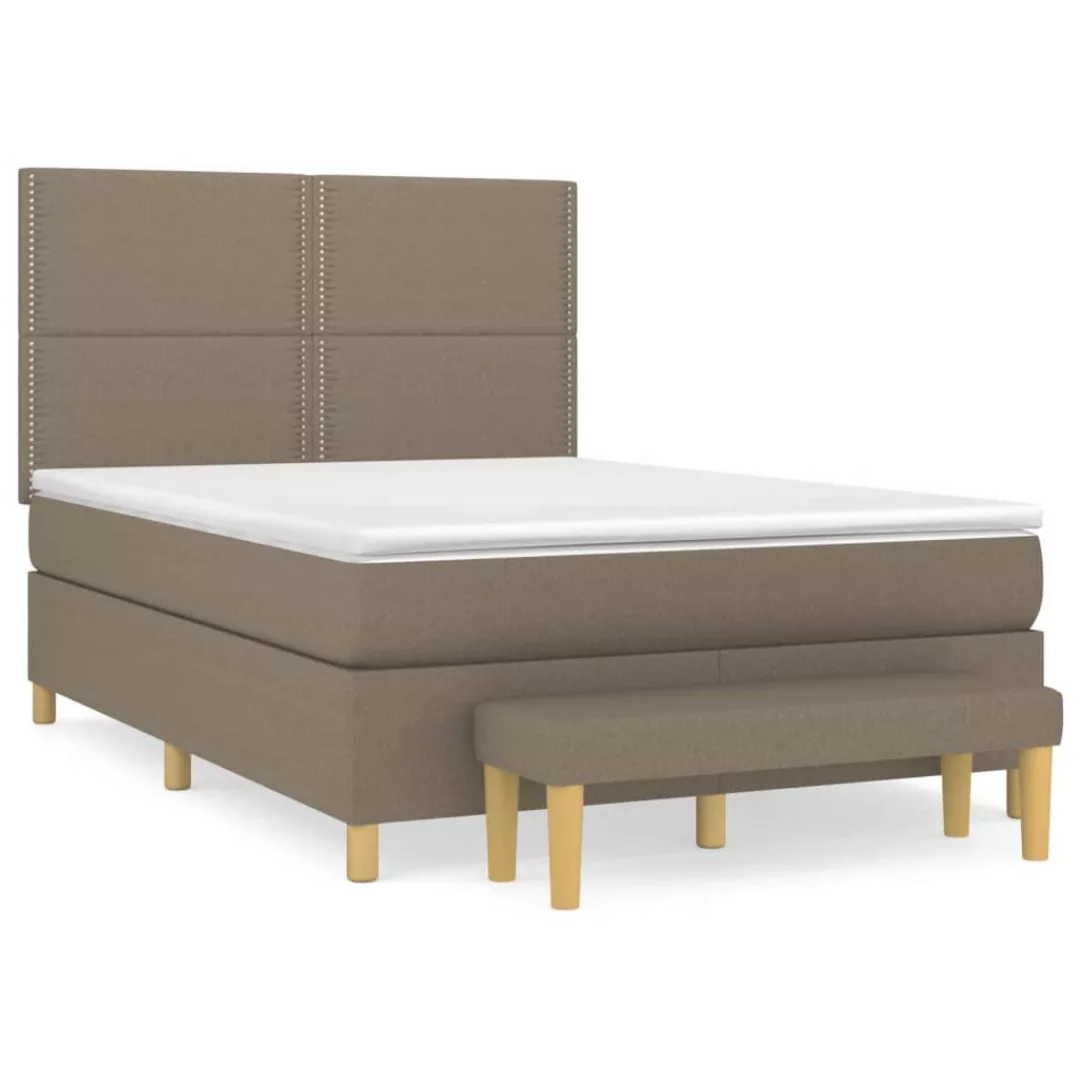 Vidaxl Boxspringbett Mit Matratze Taupe 140x200 Cm Stoff günstig online kaufen